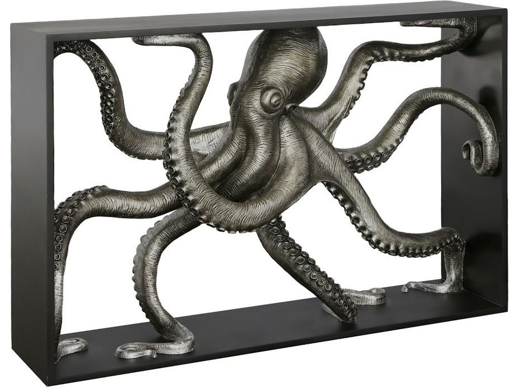 Octo Framed Console Table, Wood Frame, Silver Leaf - main image