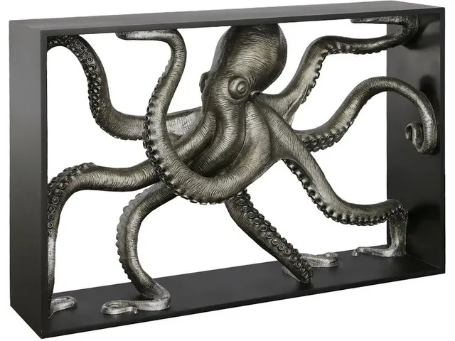 Octo Framed Console Table, Wood Frame, Silver Leaf