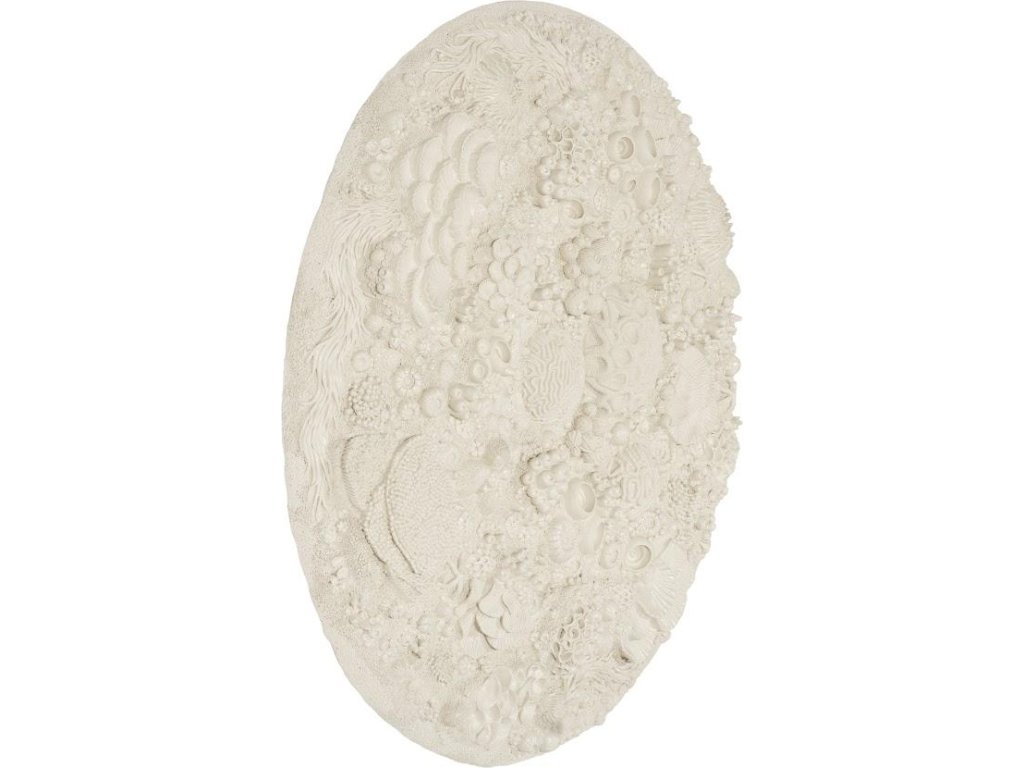 Coral Reef Wall Art, Painted Cream Color, Round, - image 1
