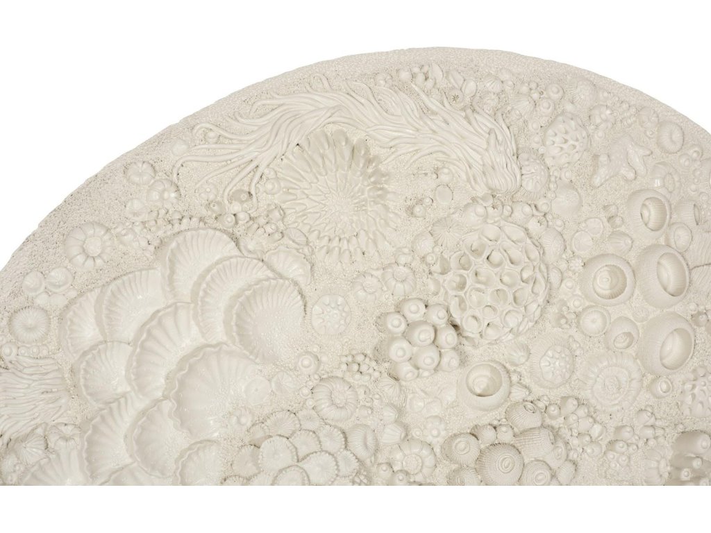 Coral Reef Wall Art, Painted Cream Color, Round, - image 2