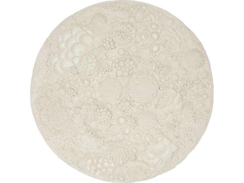 Coral Reef Wall Art, Painted Cream Color, Round, - main image