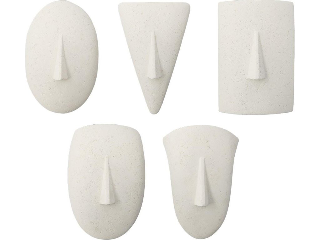 Geometric Cycladic Wall Art, Set of 5, White Stone - main image