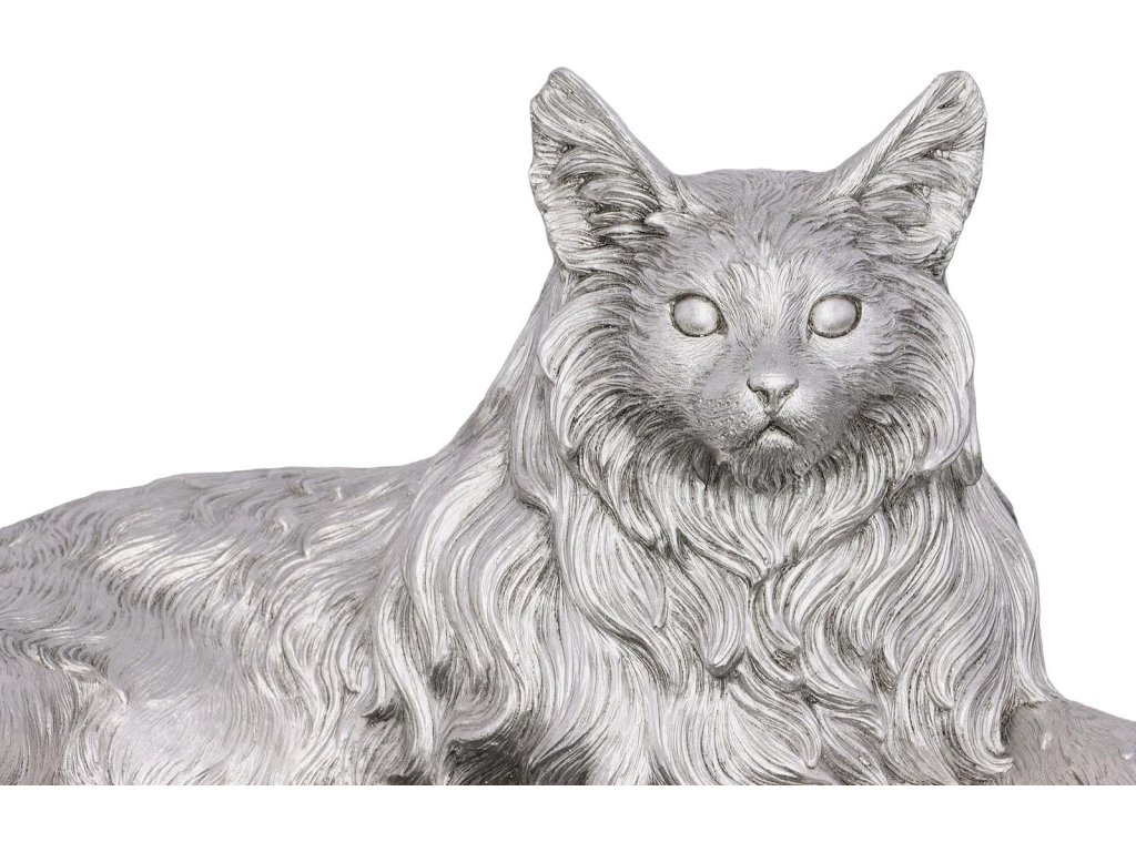 Cat Sculpture, Silver Leaf - image 2