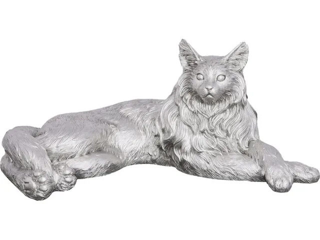 Cat Sculpture, Silver Leaf