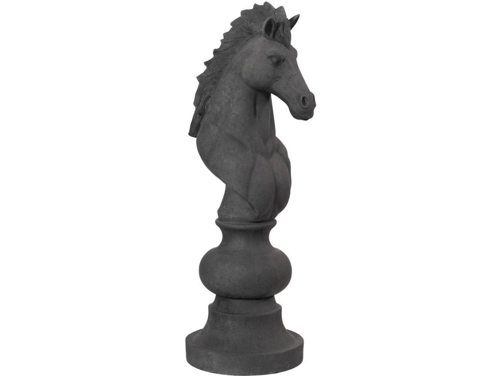 Knight Chess Sculpture, Cast Stone Black - image 1