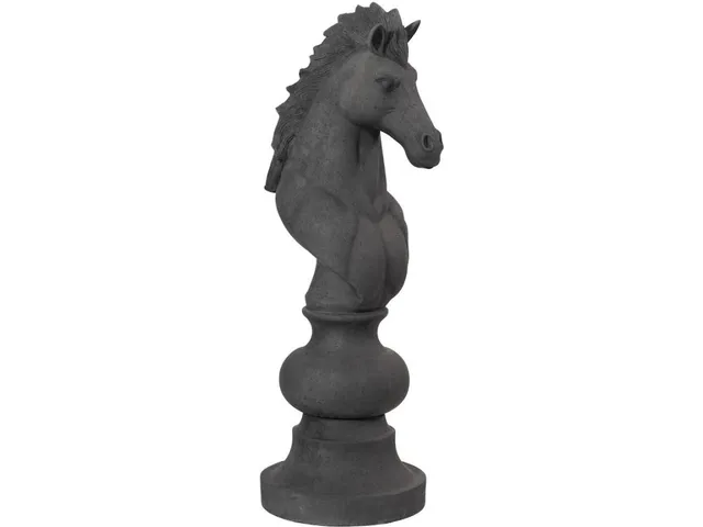 Knight Chess Sculpture, Cast Stone Black - Alternative View