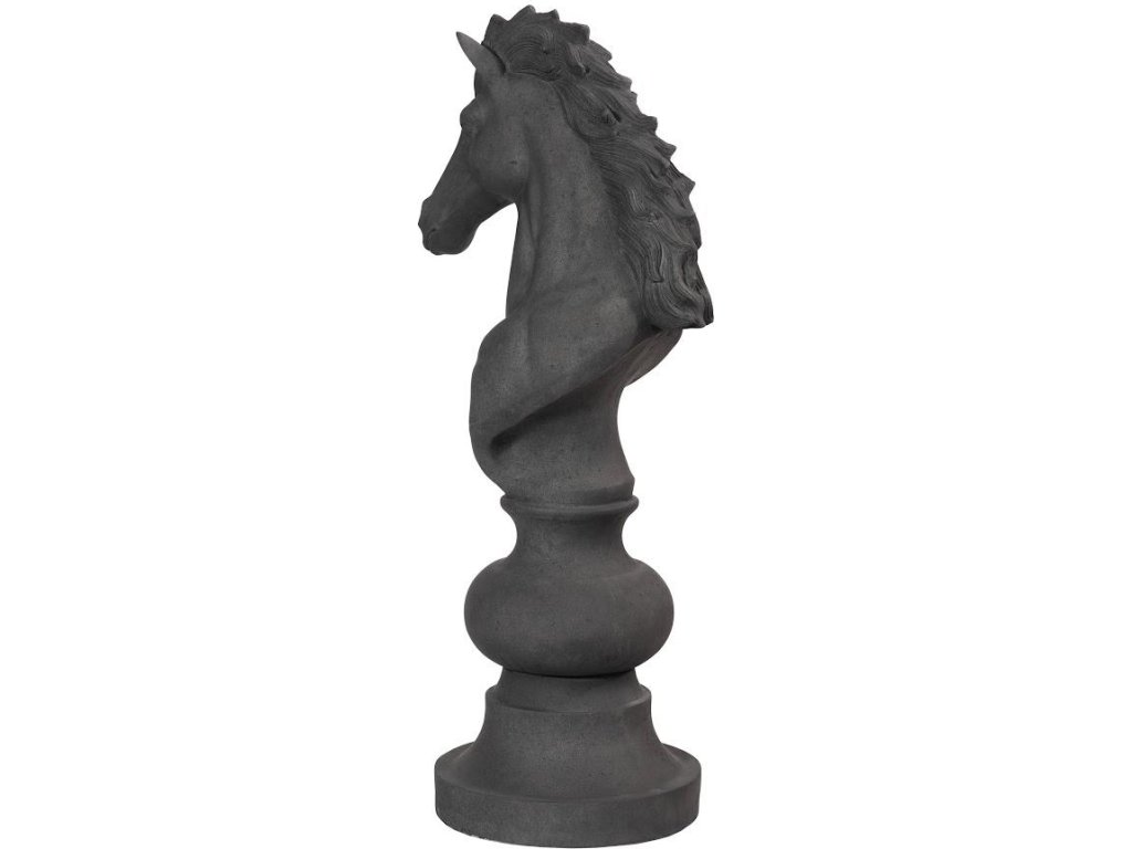 Knight Chess Sculpture, Cast Stone Black - image 2
