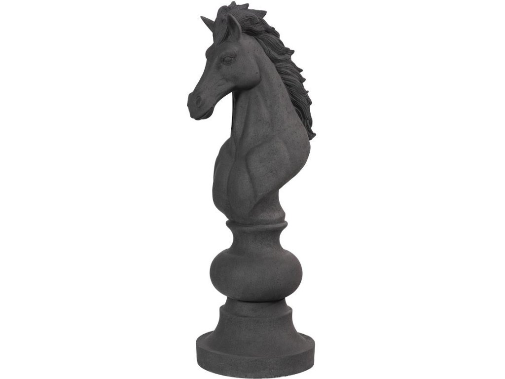 Knight Chess Sculpture, Cast Stone Black - main image