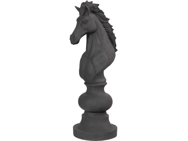 Knight Chess Sculpture, Cast Stone Black