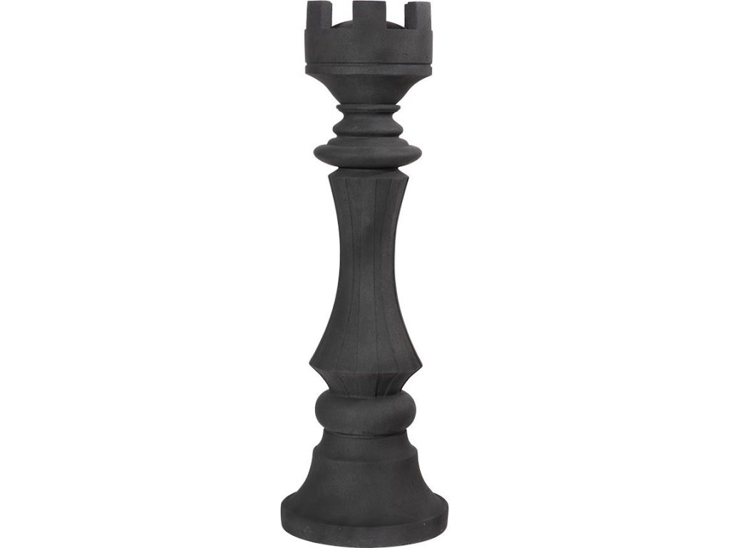 Rook Chess Sculpture, Cast Stone Black - image 1