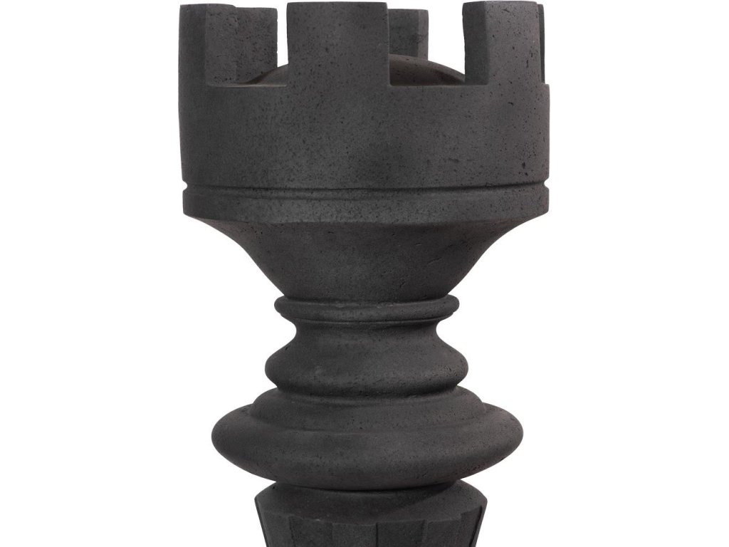 Rook Chess Sculpture, Cast Stone Black - image 2