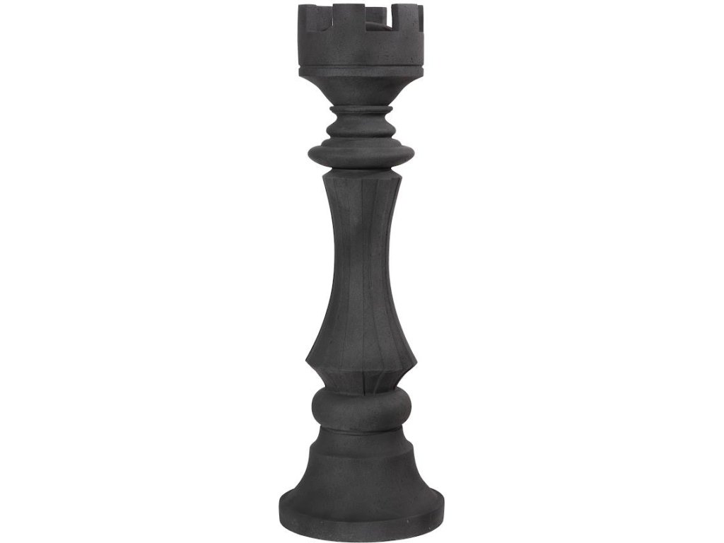 Rook Chess Sculpture, Cast Stone Black - main image