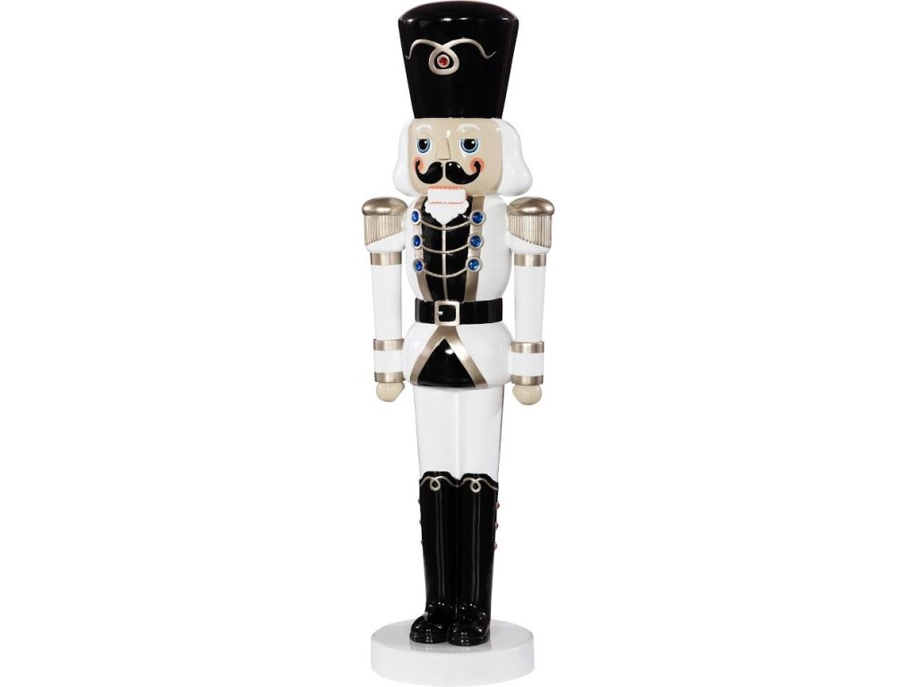 Nutcracker Soldier Sculpture 6ft, Black, White, and Gold - main image