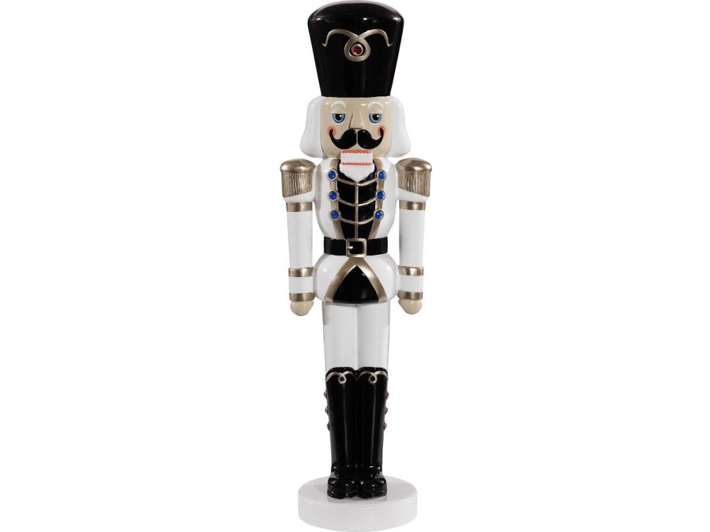 Nutcracker Soldier Sculpture 4ft, Black, White, and Gold - image 1