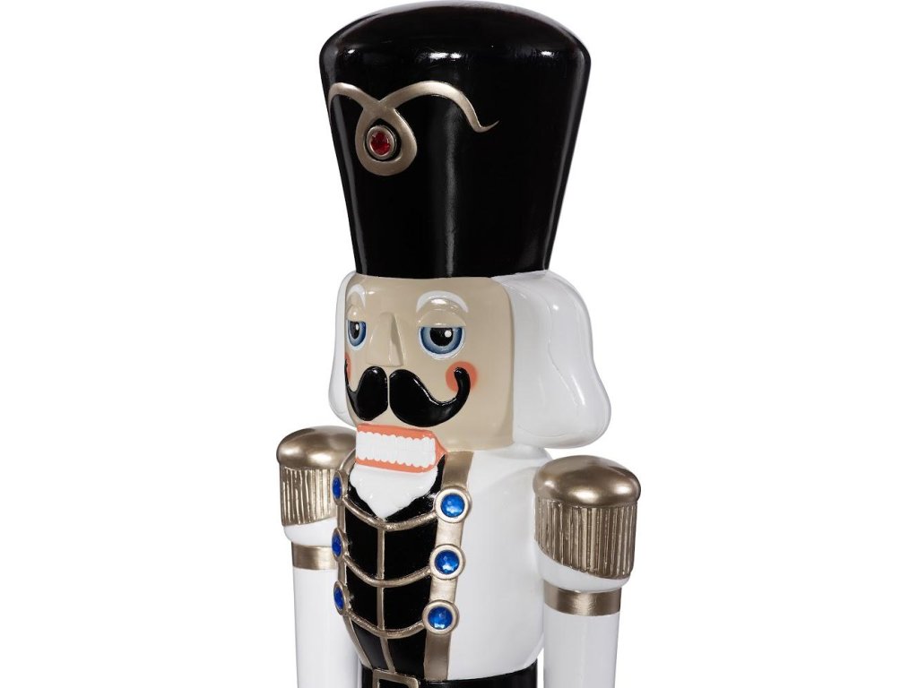 Nutcracker Soldier Sculpture 4ft, Black, White, and Gold - image 4