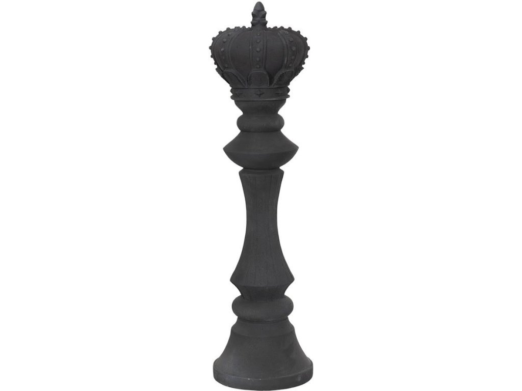 King Chess Sculpture, Cast Stone Black, Small - main image