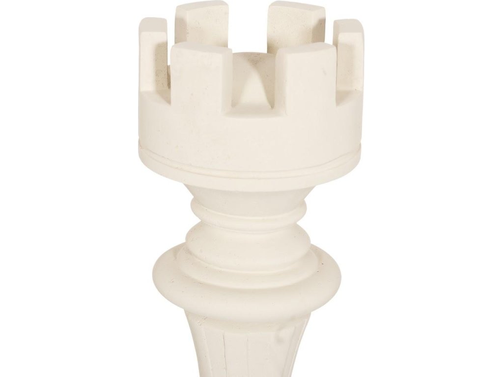 Rook Chess Sculpture, Cast Stone White, Small - image 1
