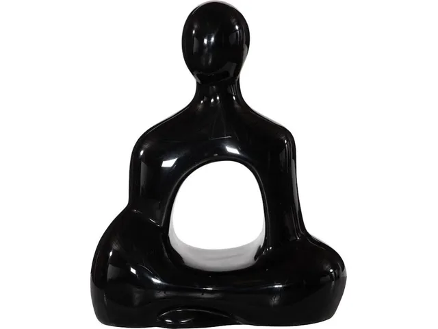 Buddha Seated Sculpture, Gel Coat Black