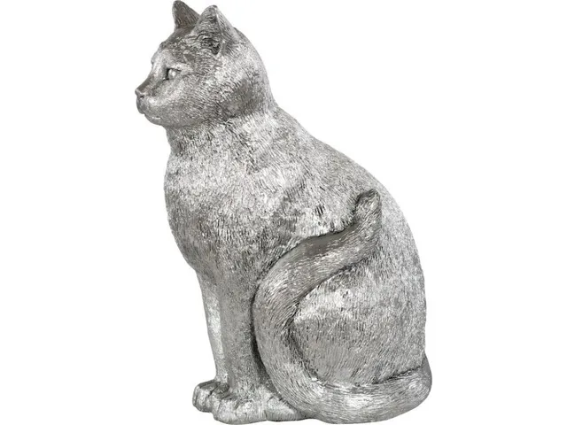 Cat Sitting Sculpture, Silver Leaf - Alternative View