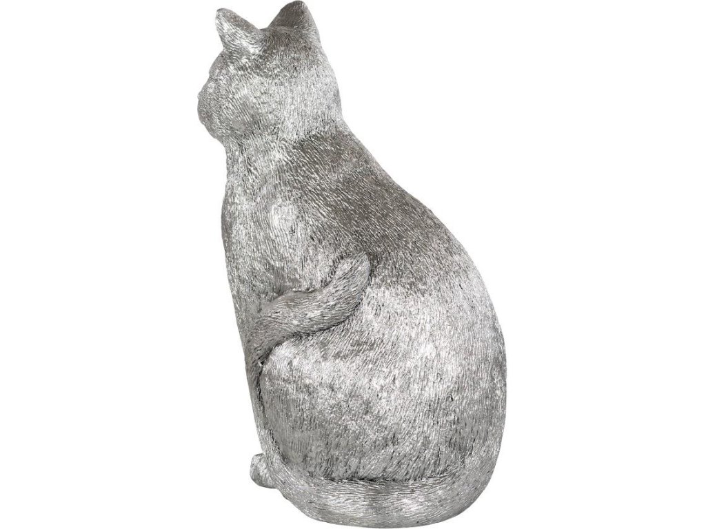 Cat Sitting Sculpture, Silver Leaf - image 2
