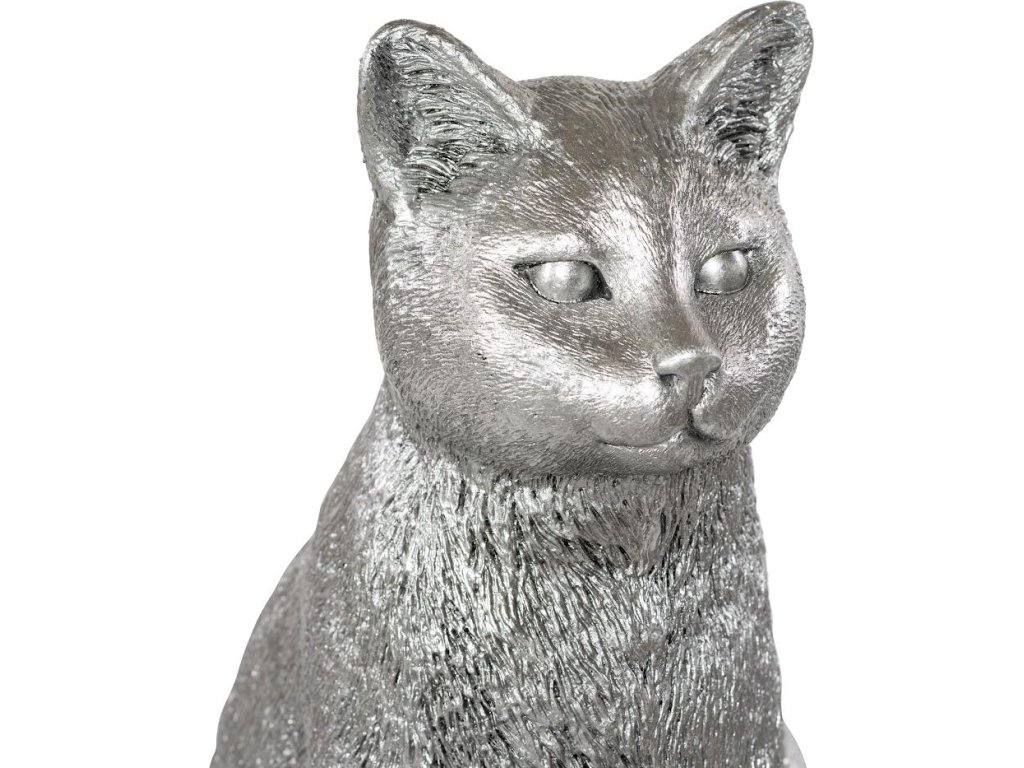 Cat Sitting Sculpture, Silver Leaf - image 3