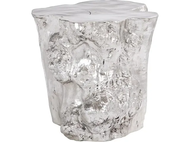 Log Side Table, Silver Leaf