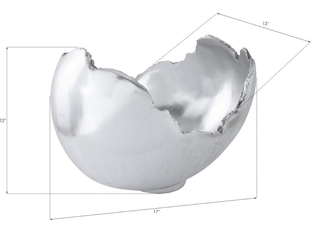 Burled Bowl, Resin, Silver Leaf Finish - image 1