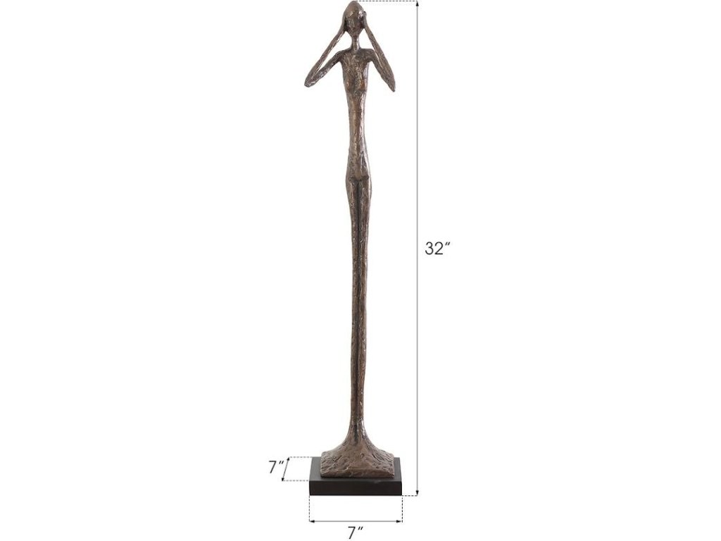 Hear No Evil Slender Sculpture, Small, Resin, Bronze Finish - image 1