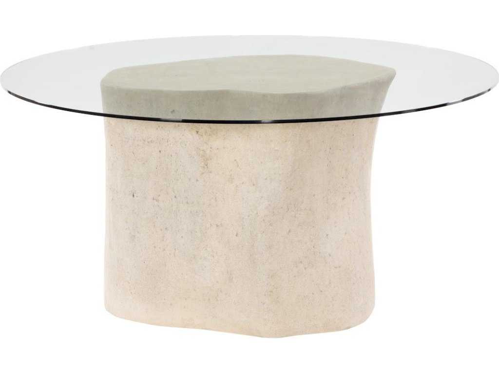 Log Dining Table, 60" Glass Top, Roman Stone - main image
