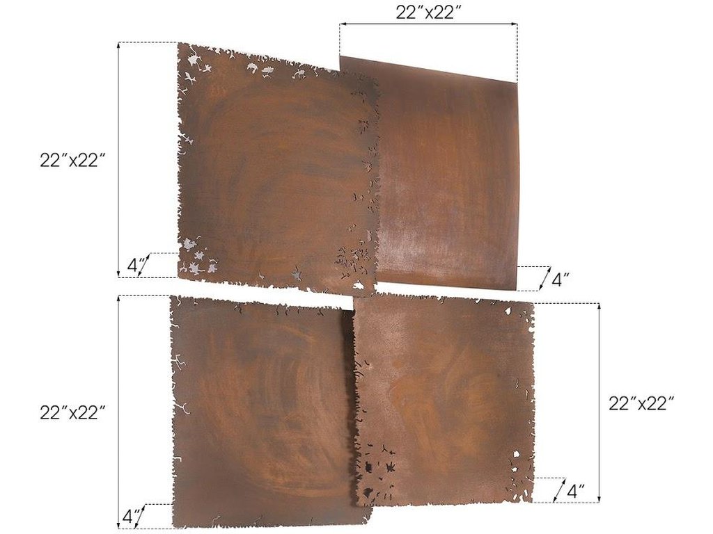 Cast Square Oil Drum Wall Tiles, Resin, Rust Finish, Set of 4 - image 1