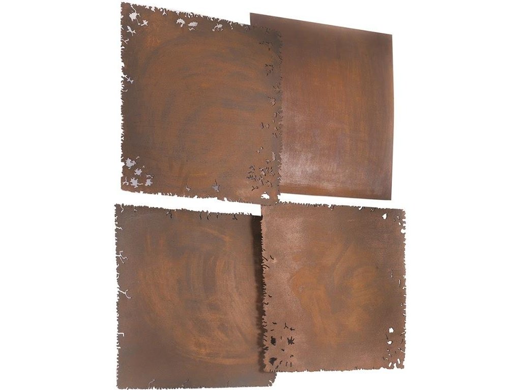 Cast Square Oil Drum Wall Tiles, Resin, Rust Finish, Set of 4 - main image