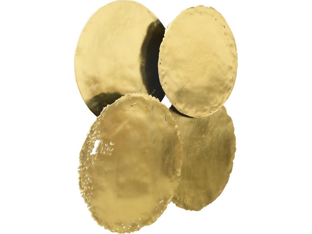 Cast Oil Drum Wall Discs, Gold Leaf, Set of 4 - image 1