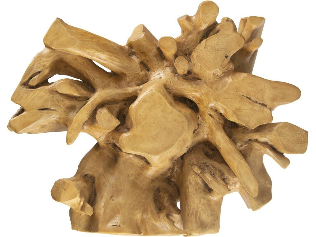 Root Dining Table Base, 60 Round Glass Top, Faux Bois - image 1