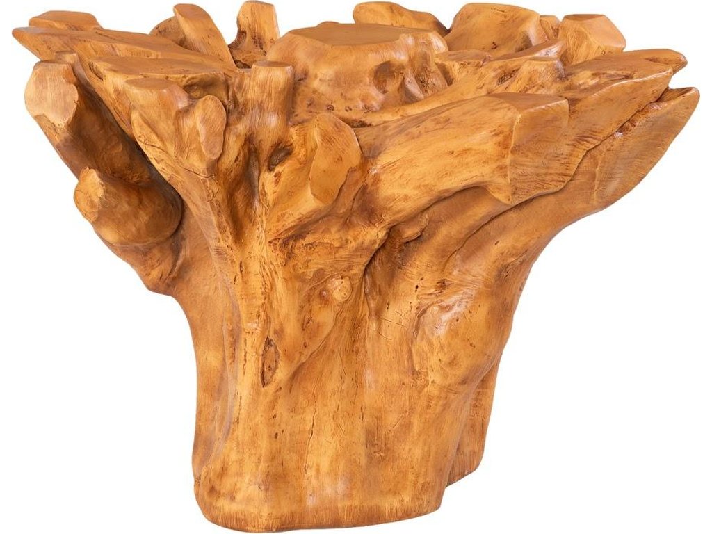 Root Dining Table Base, 60 Round Glass Top, Faux Bois - image 2