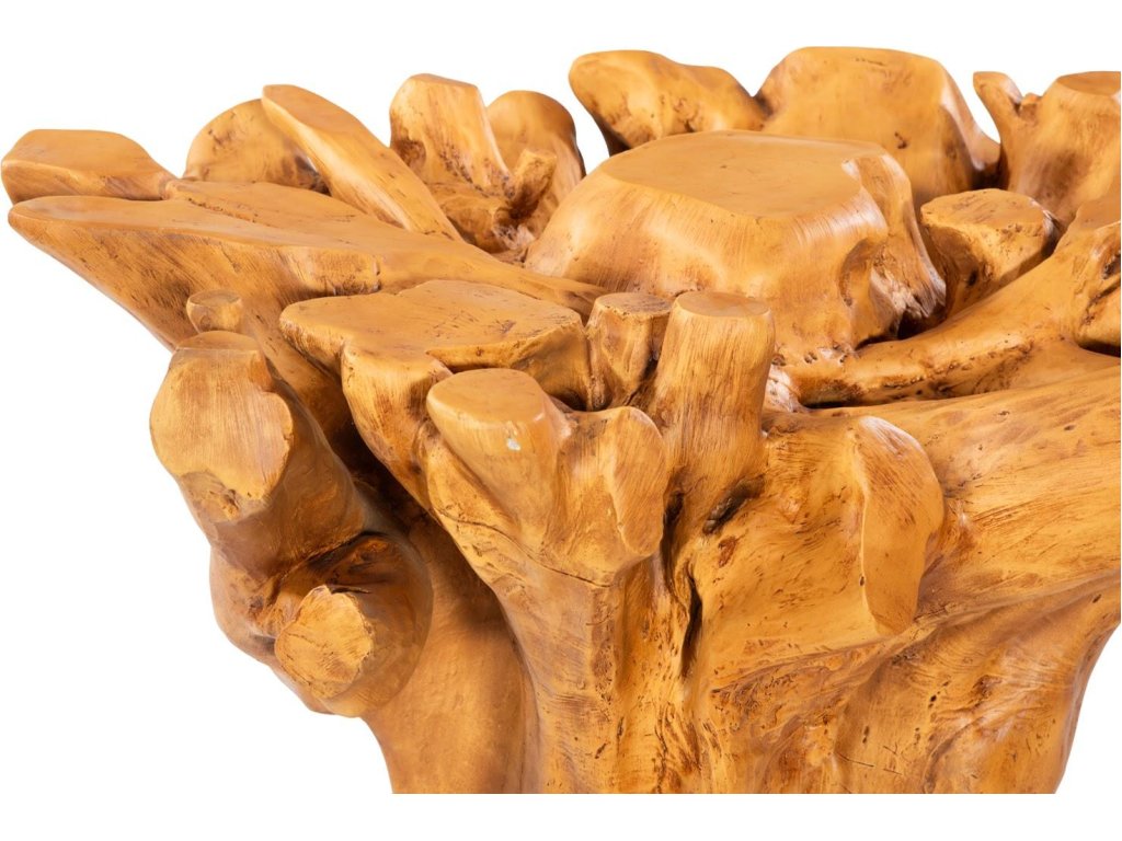 Root Dining Table Base, 60 Round Glass Top, Faux Bois - image 3