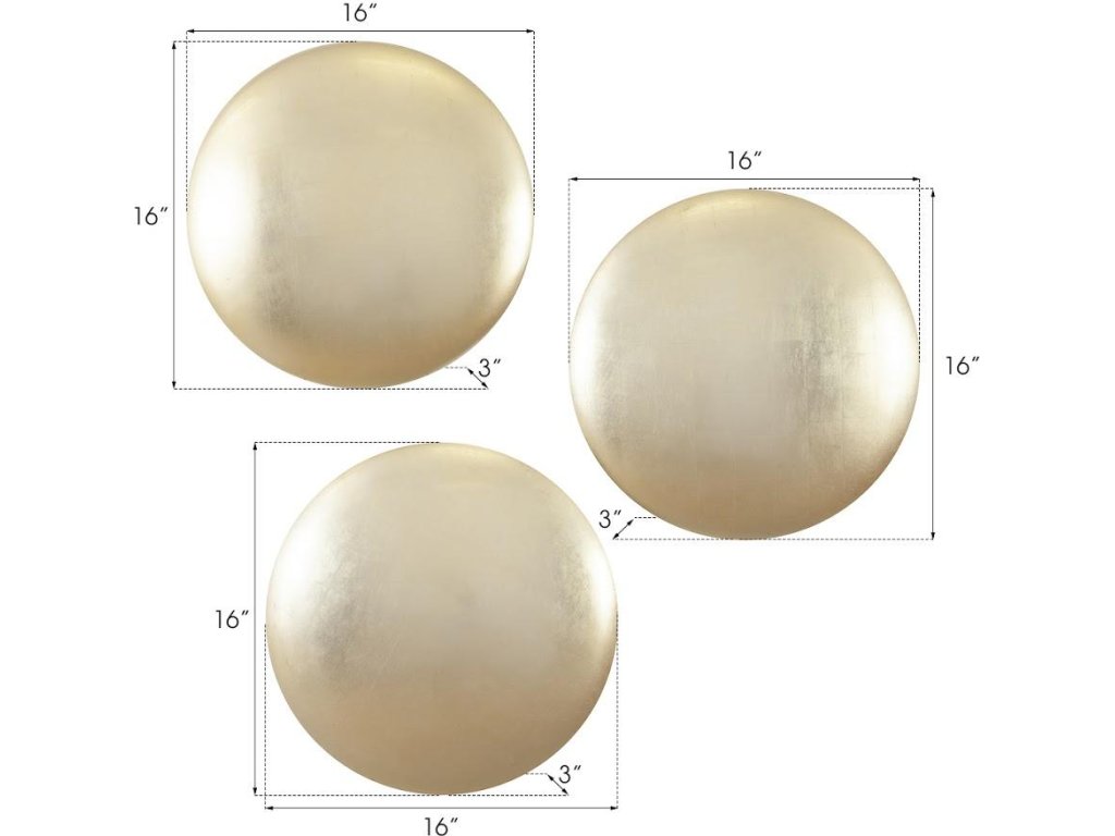 Orb Wall Tiles, Set of 3, Gold Leaf - image 3