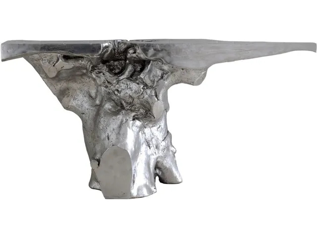 Crown Console Table, Silver Leaf