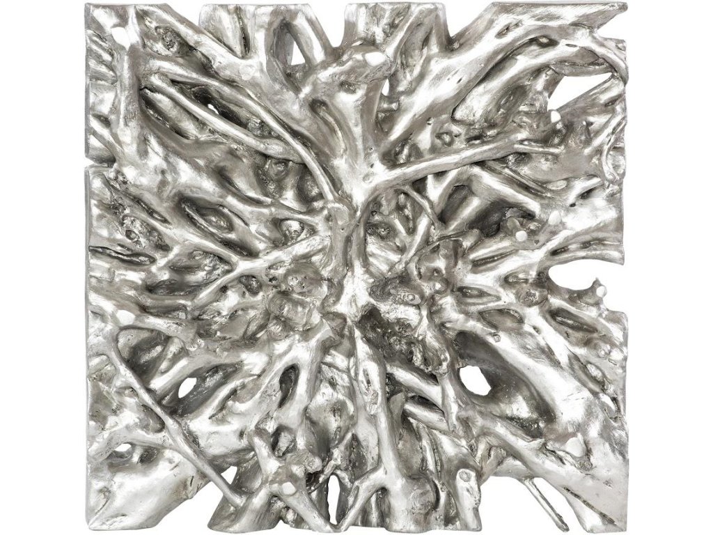 Square Root Cast Coffee Table, With Glass, MD, Silver Leaf - image 1