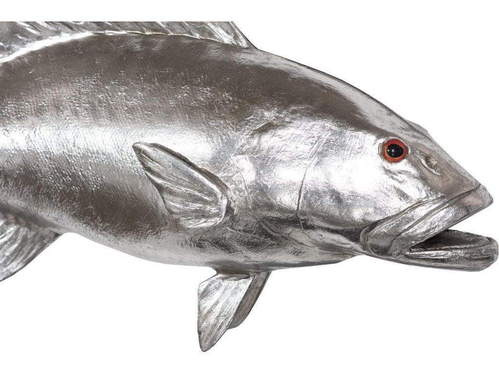 Coral Trout Fish Wall Sculpture, Resin, Silver Leaf - image 1