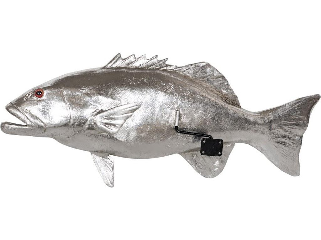 Coral Trout Fish Wall Sculpture, Resin, Silver Leaf - image 2