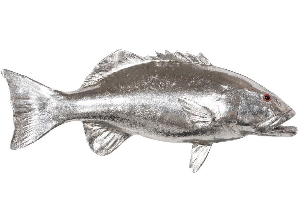 Coral Trout Fish Wall Sculpture, Resin, Silver Leaf - main image