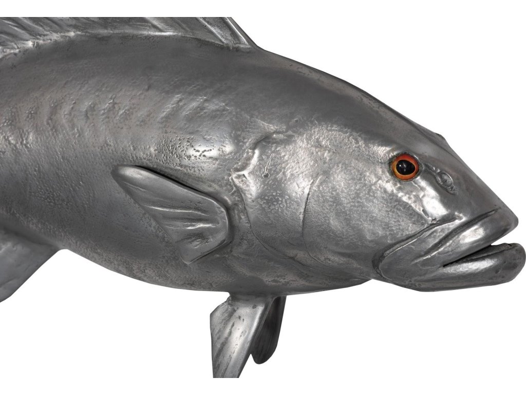 Coral Trout Fish Wall Sculpture, Resin, Polished Aluminum Finish - image 1