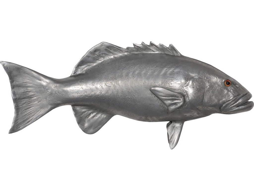 Coral Trout Fish Wall Sculpture, Resin, Polished Aluminum Finish - main image