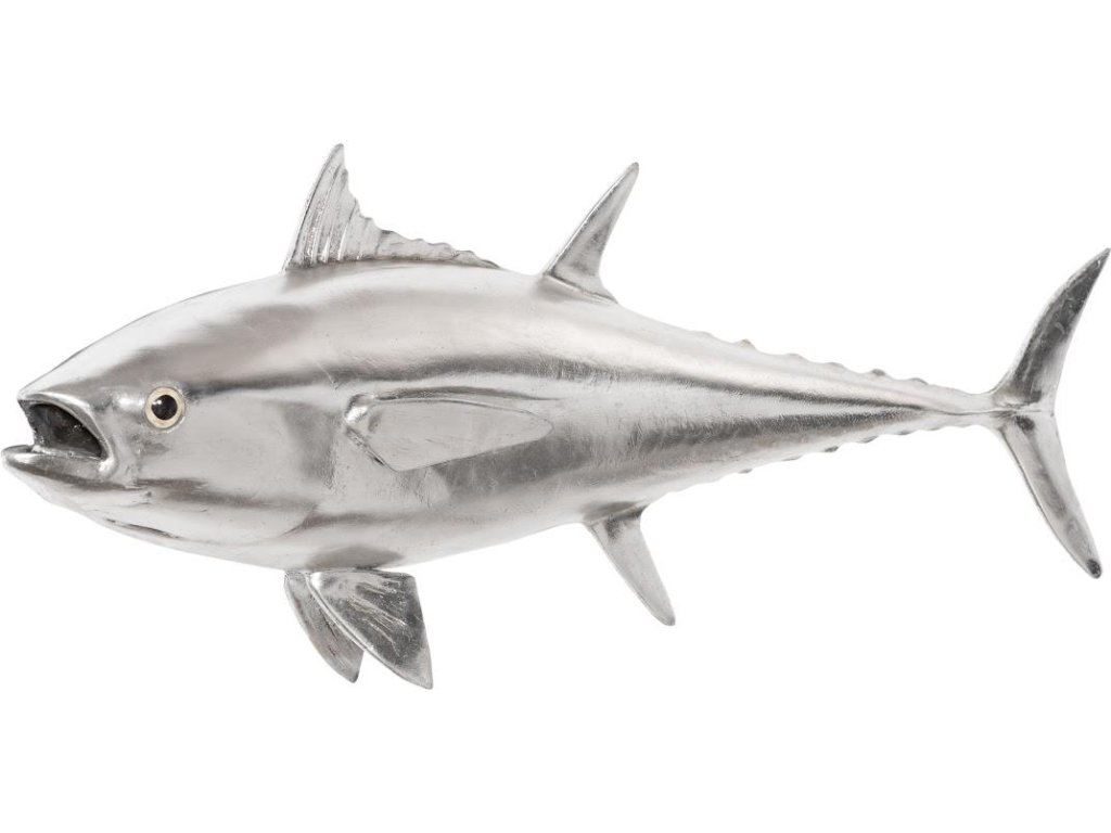 Bluefin Tuna Fish Wall Sculpture, Resin, Silver Leaf - image 1