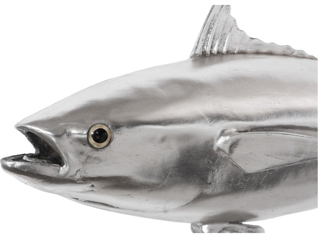 Bluefin Tuna Fish Wall Sculpture, Resin, Silver Leaf - image 2