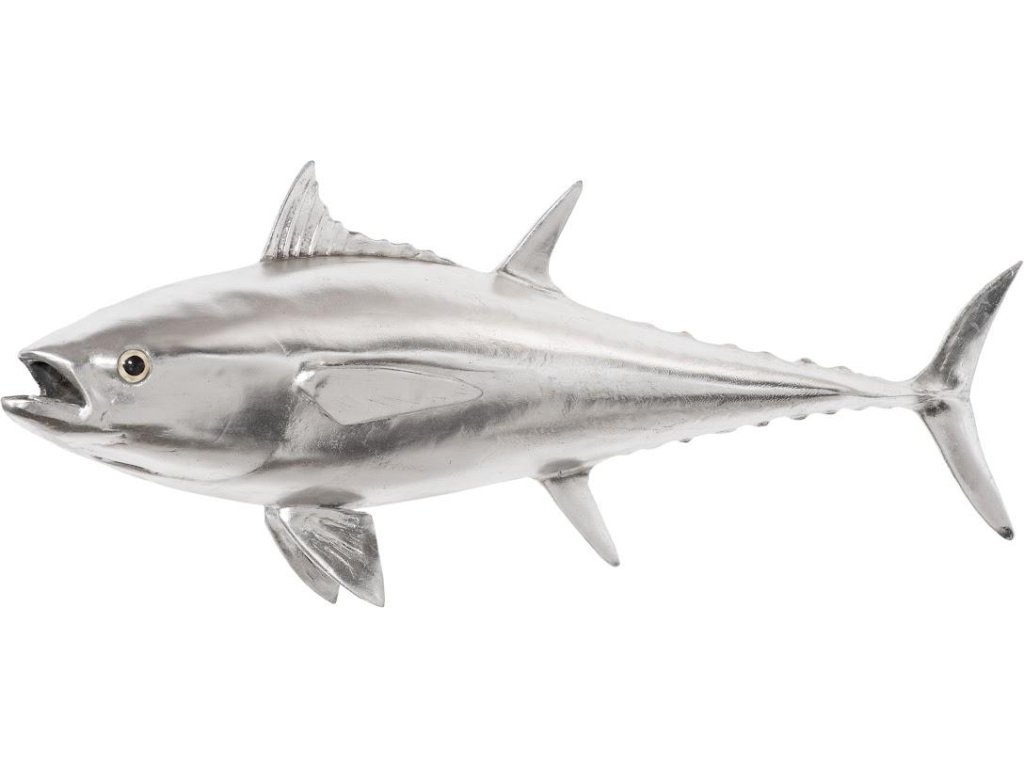 Bluefin Tuna Fish Wall Sculpture, Resin, Silver Leaf - main image