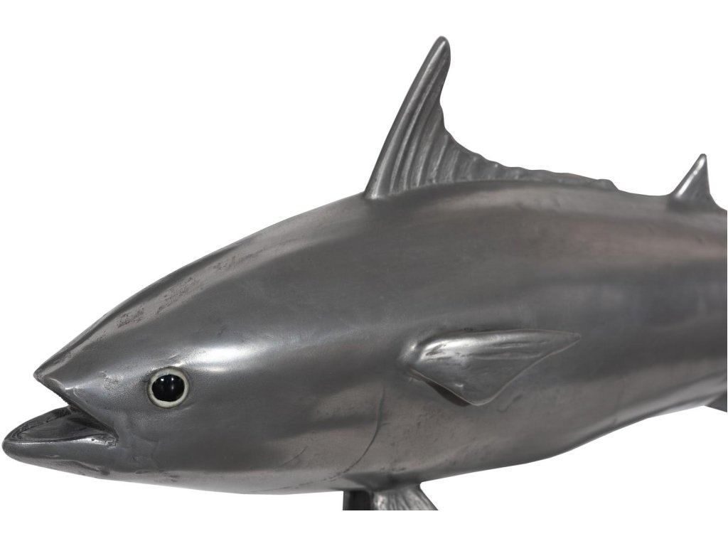 Mackerel Fish Wall Sculpture, Resin, Polished Aluminum Finish - image 1