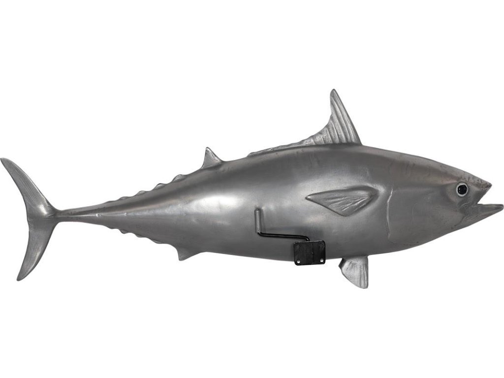 Mackerel Fish Wall Sculpture, Resin, Polished Aluminum Finish - image 2