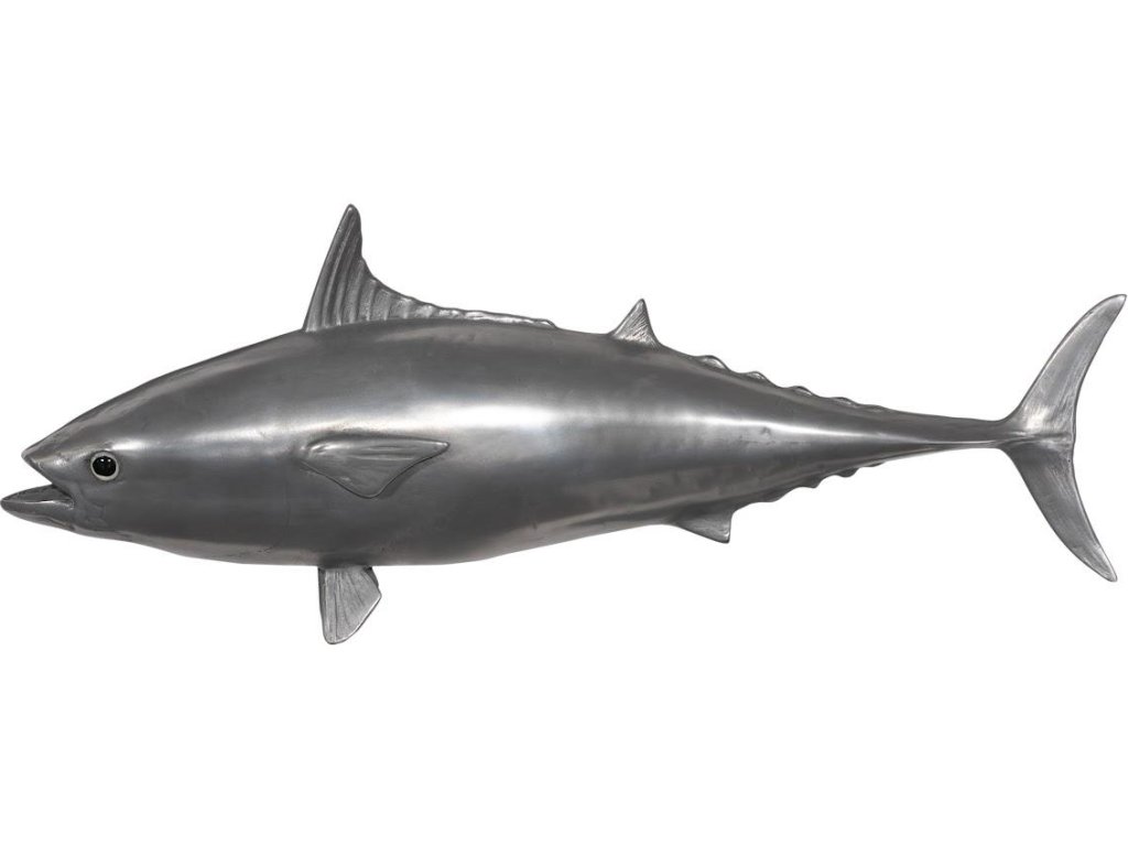 Mackerel Fish Wall Sculpture, Resin, Polished Aluminum Finish - main image