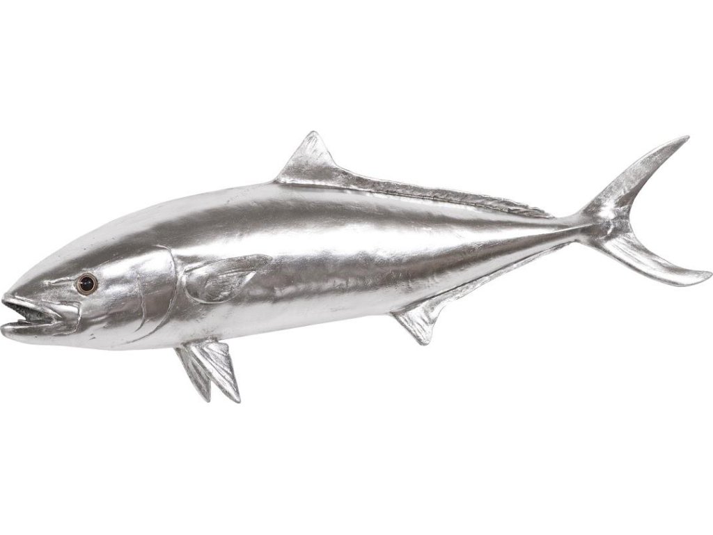 Yellow Tailed King Fish Wall Sculpture, Resin, Silver Leaf - main image